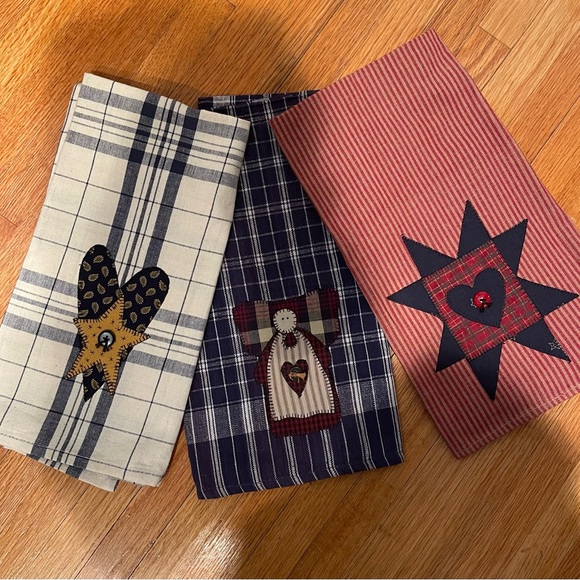 Moda Other - Set of Three Decorative Plaid Kitchen Towels 100% Cotton